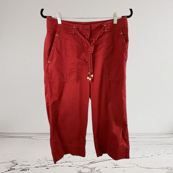 ✨VTG Lauren Ralph Lauren RL-67 Red Crop Sz 14 Pants Boho Hippie Wide Leg✨ - Picture 1 of 7